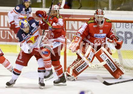 EBEL. Eishockey Bundesliga. KAC gegen EC Red Bull Salzburg. Thomas Koch, Rene Swette, (KAC), Brett Sterling  (Salzburg). Klagenfurt, am 8.3.2016.
Foto: Kuess

---
pressefotos, pressefotografie, kuess, qs, qspictures, sport, bild, bilder, bilddatenbank