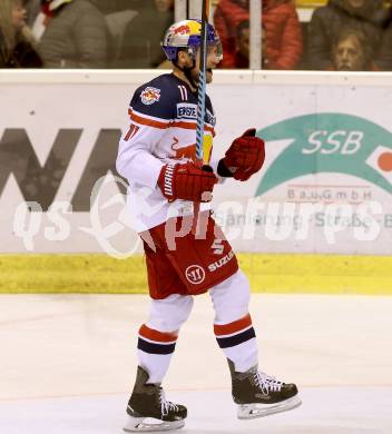 EBEL. Eishockey Bundesliga. KAC gegen EC Red Bull Salzburg. Torjubel Ben Walter (Salzburg). Klagenfurt, am 8.3.2016.
Foto: Kuess

---
pressefotos, pressefotografie, kuess, qs, qspictures, sport, bild, bilder, bilddatenbank