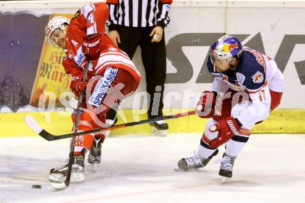 EBEL. Eishockey Bundesliga. KAC gegen EC Red Bull Salzburg. Jamie Lundmark, (KAC), Ben Walter (Salzburg). Klagenfurt, am 8.3.2016.
Foto: Kuess

---
pressefotos, pressefotografie, kuess, qs, qspictures, sport, bild, bilder, bilddatenbank