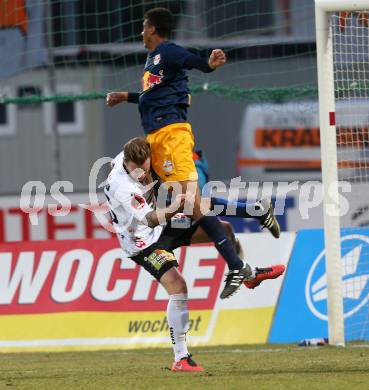 Fussball tipico Bundesliga. RZ Pellets WAC gegen FC Red Bull Salzburg. Michael Sollbauer,  (WAC), Fernandes Da Silva Bernardo (Salzburg). Lavanttal Arena Wolfsberg, am 12.3.2016.
Foto: Kuess
---
pressefotos, pressefotografie, kuess, qs, qspictures, sport, bild, bilder, bilddatenbank