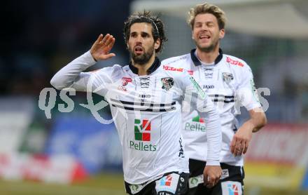 Fussball tipico Bundesliga. RZ Pellets WAC gegen FC Red Bull Salzburg. Torjubel Ynclan Pajares Jacobo Maria, Boris Huettenbrenner (WAC). Lavanttal Arena Wolfsberg, am 12.3.2016.
Foto: Kuess
---
pressefotos, pressefotografie, kuess, qs, qspictures, sport, bild, bilder, bilddatenbank