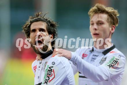 Fussball tipico Bundesliga. RZ Pellets WAC gegen FC Red Bull Salzburg. Torjubel Ynclan Pajares Jacobo Maria, Marc Andre Schmerboeck (WAC). Lavanttal Arena Wolfsberg, am 12.3.2016.
Foto: Kuess
---
pressefotos, pressefotografie, kuess, qs, qspictures, sport, bild, bilder, bilddatenbank