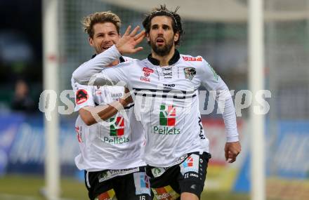 Fussball tipico Bundesliga. RZ Pellets WAC gegen FC Red Bull Salzburg. Torjubel Ynclan Pajares Jacobo Maria, Boris Huettenbrenner (WAC). Lavanttal Arena Wolfsberg, am 12.3.2016.
Foto: Kuess
---
pressefotos, pressefotografie, kuess, qs, qspictures, sport, bild, bilder, bilddatenbank