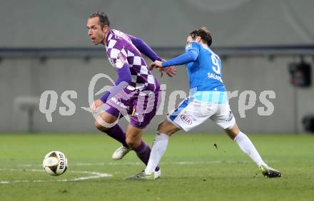 Fussball Sky go Erste Liga. SK Austria Klagenfurt gegen SC Wiener Neustadt.  Christian Prawda, (Klagenfurt), Julian Salamon (Wiener Neustadt). Klagenfurt, am 15.3.2016.
Foto: Kuess
---
pressefotos, pressefotografie, kuess, qs, qspictures, sport, bild, bilder, bilddatenbank