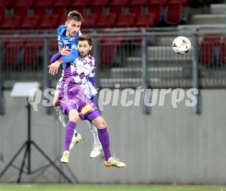 Fussball Sky go Erste Liga. SK Austria Klagenfurt gegen SC Wiener Neustadt.  Ali Hamdemir,  (Klagenfurt), Remo Mally (Wiener Neustadt). Klagenfurt, am 15.3.2016.
Foto: Kuess
---
pressefotos, pressefotografie, kuess, qs, qspictures, sport, bild, bilder, bilddatenbank