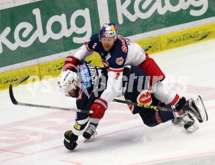 EBEL. Eishockey Bundesliga. EC VSV gegen EC Red Bull Salzburg. Rick Schofield,  (VSV), Brian Fahey (Salzburg). Villach, am 15.3.2016.
Foto: Kuess 


---
pressefotos, pressefotografie, kuess, qs, qspictures, sport, bild, bilder, bilddatenbank