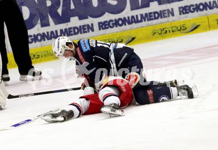 EBEL. Eishockey Bundesliga. EC VSV gegen EC Red Bull Salzburg. Stefan Bacher, (VSV), Brett Sterling  (Salzburg). Villach, am 15.3.2016.
Foto: Kuess 


---
pressefotos, pressefotografie, kuess, qs, qspictures, sport, bild, bilder, bilddatenbank