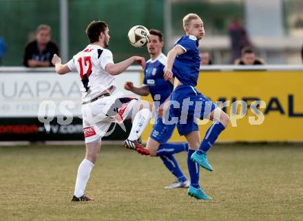 Fussball Kaerntner Liga. SAK gegen ATSV Wolfsberg. Patrick Lausegger, (SAK), Marcel Maximilian Stoni  (Wolfsberg). Welzenegg, am 18.3.2016.
Foto: Kuess
---
pressefotos, pressefotografie, kuess, qs, qspictures, sport, bild, bilder, bilddatenbank