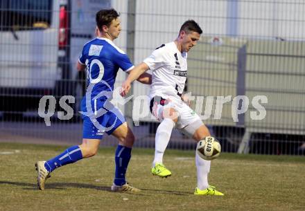 Fussball Kaerntner Liga. SAK gegen ATSV Wolfsberg. Darjan Aleksic,  (SAK),  Alexander Kirisits (Wolfsberg). Welzenegg, am 18.3.2016.
Foto: Kuess
---
pressefotos, pressefotografie, kuess, qs, qspictures, sport, bild, bilder, bilddatenbank