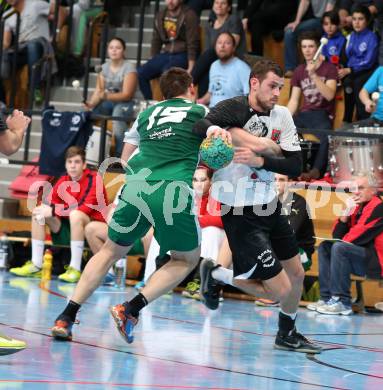 Handball Bundesliga. Oberes Play Off. Schlafraum.at gegen SC Ferlach. Klemen Kresnik,  (HCK), Dean David Pomorisac (SCF). Viktring, am 19.3.2016.
Foto: Kuess
---
pressefotos, pressefotografie, kuess, qs, qspictures, sport, bild, bilder, bilddatenbank