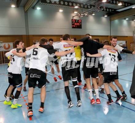 Handball Bundesliga. Oberes Play Off. Schlafraum.at gegen SC Ferlach. Jubel   (SCF). Viktring, am 19.3.2016.
Foto: Kuess
---
pressefotos, pressefotografie, kuess, qs, qspictures, sport, bild, bilder, bilddatenbank