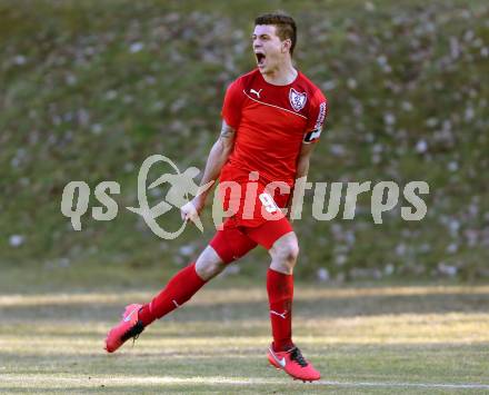 Fussball Kaerntner Liga. ATUS Ferlach gegen Maria Saal. Torjubel Lukas Jaklitsch (Ferlach). Ferlach, am 19.3.2016.
Foto: Kuess
---
pressefotos, pressefotografie, kuess, qs, qspictures, sport, bild, bilder, bilddatenbank