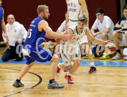 Basketball 2. Bundesliga 2015/16 VF Spiel 1. KOS Celovec gegen Radenthein Garnets. Ziga Erculj,  (KOS Celovec), Jure Misic (Radenthein). Klagenfurt, 19.3.2016.
Foto: Kuess
---
pressefotos, pressefotografie, kuess, qs, qspictures, sport, bild, bilder, bilddatenbank