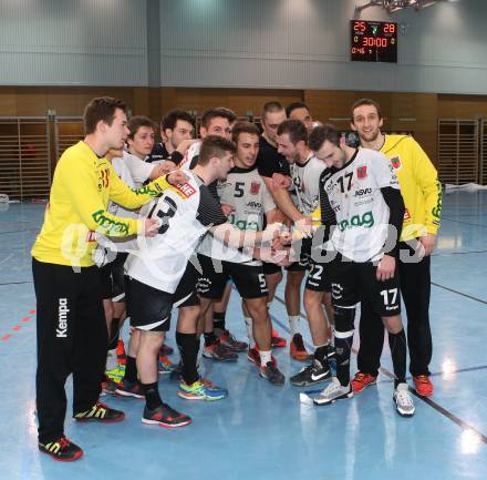 Handball Bundesliga. Oberes Play Off. Schlafraum.at gegen SC Ferlach. Jubel   (SCF). Viktring, am 19.3.2016.
Foto: Kuess
---
pressefotos, pressefotografie, kuess, qs, qspictures, sport, bild, bilder, bilddatenbank