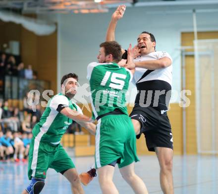 Handball Bundesliga. Oberes Play Off. Schlafraum.at gegen SC Ferlach. Klemen Kresnik, (HCK), Anis Gatfi  (SCF). Viktring, am 19.3.2016.
Foto: Kuess
---
pressefotos, pressefotografie, kuess, qs, qspictures, sport, bild, bilder, bilddatenbank