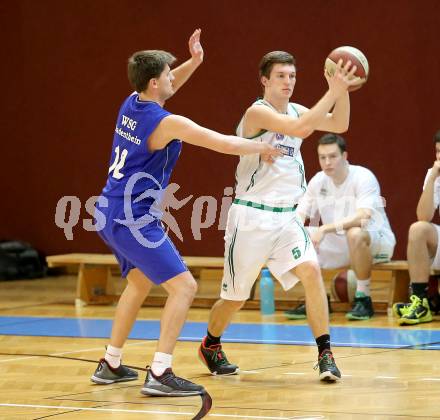 Basketball 2. Bundesliga 2015/16 VF Spiel 1. KOS Celovec gegen Radenthein Garnets. Andi Smrtnik,  (KOS Celovec), Luka Zavrsnik (Radenthein). Klagenfurt, 19.3.2016.
Foto: Kuess
---
pressefotos, pressefotografie, kuess, qs, qspictures, sport, bild, bilder, bilddatenbank