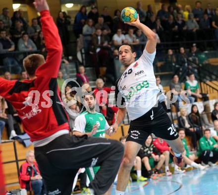 Handball Bundesliga. Oberes Play Off. Schlafraum.at gegen SC Ferlach. Gasper Jelen, (HCK), Anis Gatfi  (SCF). Viktring, am 19.3.2016.
Foto: Kuess
---
pressefotos, pressefotografie, kuess, qs, qspictures, sport, bild, bilder, bilddatenbank