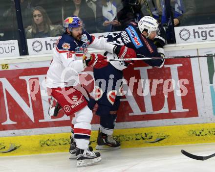 EBEL. Eishockey Bundesliga. EC VSV gegen EC Red Bull Salzburg. Ziga Pance,  (VSV), Manuel Latusa (Salzburg). Villach, am 20.3.2016.
Foto: Kuess 


---
pressefotos, pressefotografie, kuess, qs, qspictures, sport, bild, bilder, bilddatenbank