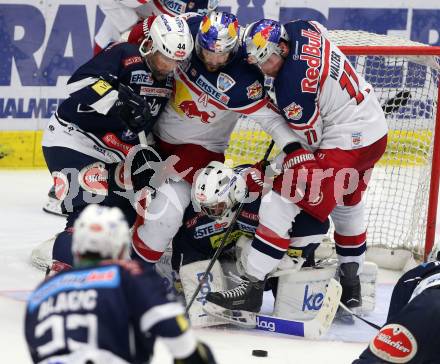 EBEL. Eishockey Bundesliga. EC VSV gegen EC Red Bull Salzburg. Gerhard Unterluggauer, Jean Philippe Lamoureux, (VSV), Manuel Latusa, Ben Walter  (Salzburg). Villach, am 20.3.2016.
Foto: Kuess 


---
pressefotos, pressefotografie, kuess, qs, qspictures, sport, bild, bilder, bilddatenbank