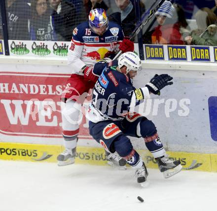 EBEL. Eishockey Bundesliga. EC VSV gegen EC Red Bull Salzburg. Markus Schlacher,  (VSV), Manuel Latusa (Salzburg). Villach, am 20.3.2016.
Foto: Kuess 


---
pressefotos, pressefotografie, kuess, qs, qspictures, sport, bild, bilder, bilddatenbank