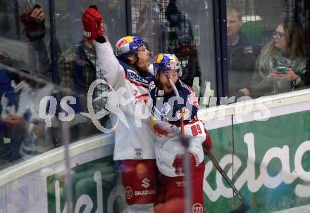 EBEL. Eishockey Bundesliga. EC VSV gegen EC Red Bull Salzburg. Torjubel Matthias Trattnig, Florian Baltram (Salzburg). Villach, am 20.3.2016.
Foto: Kuess 


---
pressefotos, pressefotografie, kuess, qs, qspictures, sport, bild, bilder, bilddatenbank