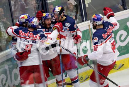 EBEL. Eishockey Bundesliga. EC VSV gegen EC Red Bull Salzburg. Torjubel Matthias Trattnig, Florian Baltram, Alexander Rauchenwald, Peter Hochkofler, Zdenek Kutlak (Salzburg). Villach, am 20.3.2016.
Foto: Kuess 


---
pressefotos, pressefotografie, kuess, qs, qspictures, sport, bild, bilder, bilddatenbank