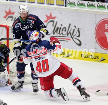 EBEL. Eishockey Bundesliga. EC VSV gegen EC Red Bull Salzburg. Markus Schlacher, (VSV), Andreas Kristler (Salzburg). Villach, am 20.3.2016.
Foto: Kuess 


---
pressefotos, pressefotografie, kuess, qs, qspictures, sport, bild, bilder, bilddatenbank