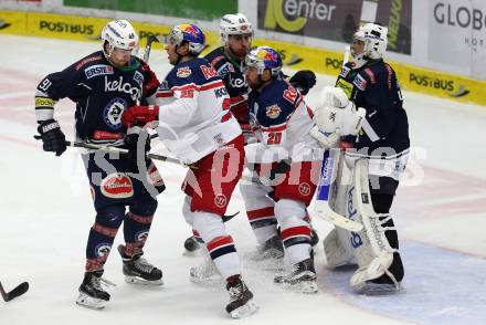 EBEL. Eishockey Bundesliga. EC VSV gegen EC Red Bull Salzburg. Miha Verlic, Jean-Philippe Lamoureux (VSV), Peter Hochkofler, Daniel Welser  (Salzburg). Villach, am 20.3.2016.
Foto: Kuess 


---
pressefotos, pressefotografie, kuess, qs, qspictures, sport, bild, bilder, bilddatenbank