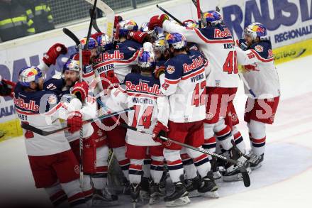 EBEL. Eishockey Bundesliga. EC VSV gegen EC Red Bull Salzburg. Jubel  (Salzburg). Villach, am 24.3.2016.
Foto: Kuess 


---
pressefotos, pressefotografie, kuess, qs, qspictures, sport, bild, bilder, bilddatenbank