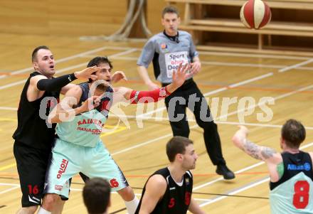 Basketball 2. Bundesliga 2015/16 Playoff Viertelfinale 1.Spiel. Villach Raiders gegen Mistelbach Mustangs. Marko KOlaric,  (Villach), Edivard Ovcak (Mistelbach). Villach, 20.3.2016.
Foto: Kuess
---
pressefotos, pressefotografie, kuess, qs, qspictures, sport, bild, bilder, bilddatenbank