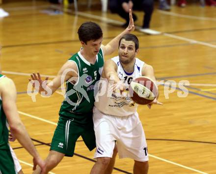 Basketball 2. Bundesliga. Viertelfinale. WSG Radenthein Garnets gegen KOS Celovec. Matej Pirija (Radenthein), Andi Smrtnik (KOS). Radenthein, am 26.3.2016.
Foto: Kuess
---
pressefotos, pressefotografie, kuess, qs, qspictures, sport, bild, bilder, bilddatenbank