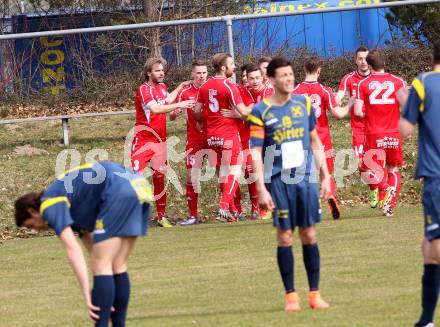 Fussball. Unterliga Ost. Ludmannsdorf gegen Alpe Adria. Torjubel (Ludmannsdorf). Ludmannsdorf, 27.3.2016.
Foto: Kuess
---
pressefotos, pressefotografie, kuess, qs, qspictures, sport, bild, bilder, bilddatenbank