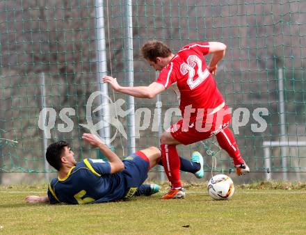 Fussball. Unterliga Ost. Ludmannsdorf gegen Alpe Adria. Jernej Smukavec (Ludmannsdorf), Jure Suman (Alpe Adria). Ludmannsdorf, 27.3.2016.
Foto: Kuess
---
pressefotos, pressefotografie, kuess, qs, qspictures, sport, bild, bilder, bilddatenbank