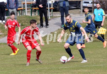 Fussball. Unterliga Ost. Ludmannsdorf gegen Alpe Adria. Gerfried Einspieler (Ludmannsdorf), Moritz Johannes Kirbach (Alpe Adria). Ludmannsdorf, 27.3.2016.
Foto: Kuess
---
pressefotos, pressefotografie, kuess, qs, qspictures, sport, bild, bilder, bilddatenbank