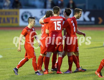 Fussball Kaerntner Liga. Voelkermarkt gegen ATUS Ferlach. Torjubel Ernst Golautschnig  (Ferlach). Voelkermarkt, am 1.4.2016.
Foto: Kuess
---
pressefotos, pressefotografie, kuess, qs, qspictures, sport, bild, bilder, bilddatenbank