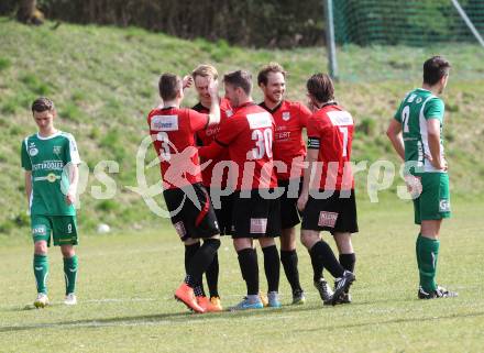 Fussball. Kaernter Liga. Maria Saal gegen Lienz . Torjubel (Maria Saal),. Maria Saal, 2.4.2016. 
Foto: Kuess
---
pressefotos, pressefotografie, kuess, qs, qspictures, sport, bild, bilder, bilddatenbank