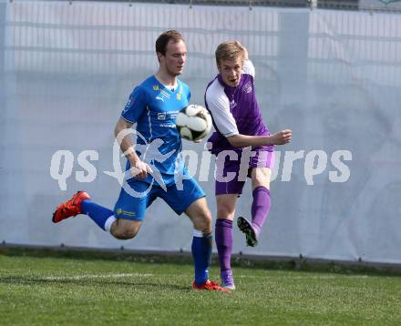 Fussball. Unterliga Ost. Austria Klagenfurt Amateure gegen Sele Zell. Florian Jaritz (Austria Klagenfurt Amateure), Florian Kelih (Sele Zell). Klagenfurt, 3. 4. 2016.
Foto: Kuess
---
pressefotos, pressefotografie, kuess, qs, qspictures, sport, bild, bilder, bilddatenbank