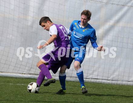 Fussball. Unterliga Ost. Austria Klagenfurt Amateure gegen Sele Zell. Matthias Arnold (Austria Klagenfurt Amateure), Simon Rustia (Sele Zell). Klagenfurt, 3. 4. 2016.
Foto: Kuess
---
pressefotos, pressefotografie, kuess, qs, qspictures, sport, bild, bilder, bilddatenbank