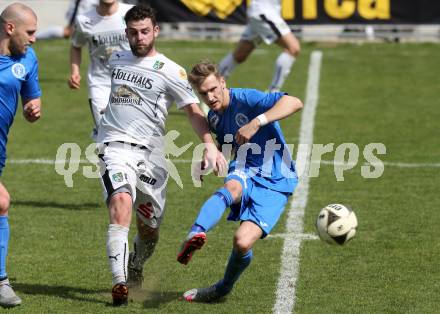 Fussball Regionalliga. Annabichler SV gegen SC Sparkasse Weiz. Michael Krainer, (ASV), Thomas Raser  (Weiz). Annabichl, am 3.4.2016.
Foto: Kuess
---
pressefotos, pressefotografie, kuess, qs, qspictures, sport, bild, bilder, bilddatenbank