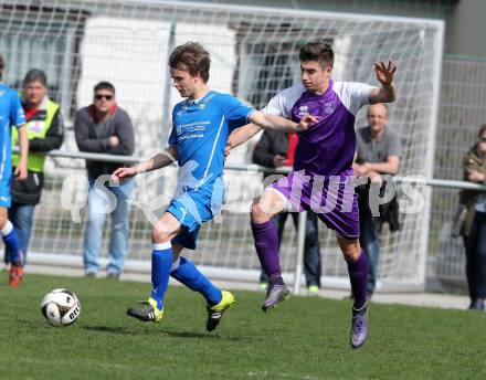 Fussball. Unterliga Ost. Austria Klagenfurt Amateure gegen Sele Zell. Mateo Brisevac (Austria Klagenfurt Amateure), Dorian Urank (Sele Zell). Klagenfurt, 3. 4. 2016.
Foto: Kuess
---
pressefotos, pressefotografie, kuess, qs, qspictures, sport, bild, bilder, bilddatenbank