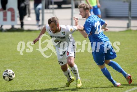 Fussball Regionalliga. Annabichler SV gegen SC Sparkasse Weiz. Michael Krainer,  (ASV), Matthias Hopfer (Weiz). Annabichl, am 3.4.2016.
Foto: Kuess
---
pressefotos, pressefotografie, kuess, qs, qspictures, sport, bild, bilder, bilddatenbank