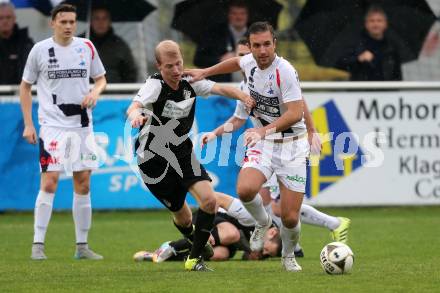 Fussball Kaerntner Liga. SAK gegen Bleiburg. Murat Veliu, (SAK), Dejan Verdel  (Bleiburg). Welzenegg, am 8.4.2016.
Foto: Kuess
---
pressefotos, pressefotografie, kuess, qs, qspictures, sport, bild, bilder, bilddatenbank