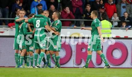 Fussball tipico Bundesliga. RZ Pellets WAC gegen SK Rapid Wien. Torjubel Rapid. Lavanttal Arena Wolfsberg, am 9.4.2016.
Foto: Kuess
---
pressefotos, pressefotografie, kuess, qs, qspictures, sport, bild, bilder, bilddatenbank