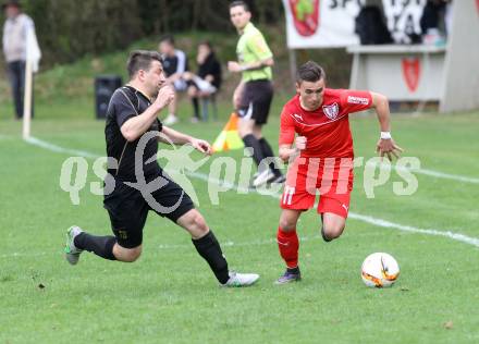 Fussball. Kaerntner Liga. Atus Ferlach gegen Koettmannsdorf. Dominik Mak (Ferlach), Christian Sablatnig (Koettmannsdorf). Ferlach, 9.4.2016.
Foto: Kuess
---
pressefotos, pressefotografie, kuess, qs, qspictures, sport, bild, bilder, bilddatenbank