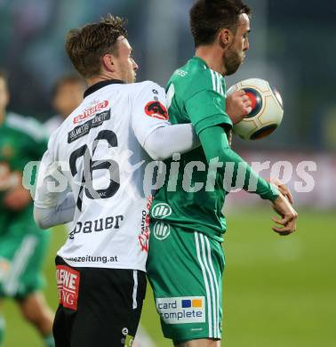 Fussball tipico Bundesliga. RZ Pellets WAC gegen SK Rapid Wien. Michael Sollbauer, (WAC), Correa Miranda Tomas Esteban (Wien). Lavanttal Arena Wolfsberg, am 9.4.2016.
Foto: Kuess
---
pressefotos, pressefotografie, kuess, qs, qspictures, sport, bild, bilder, bilddatenbank