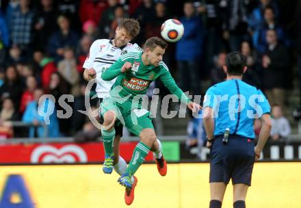 Fussball tipico Bundesliga. RZ Pellets WAC gegen SK Rapid Wien. Boris Huettenbrenner, (WAC), Louis Schaub (Wien). Lavanttal Arena Wolfsberg, am 9.4.2016.
Foto: Kuess
---
pressefotos, pressefotografie, kuess, qs, qspictures, sport, bild, bilder, bilddatenbank