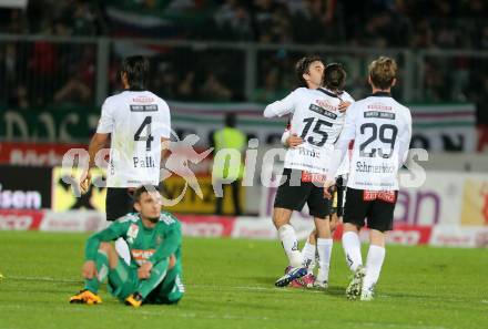 Fussball tipico Bundesliga. RZ Pellets WAC gegen SK Rapid Wien. Jubel  (WAC). Lavanttal Arena Wolfsberg, am 9.4.2016.
Foto: Kuess
---
pressefotos, pressefotografie, kuess, qs, qspictures, sport, bild, bilder, bilddatenbank