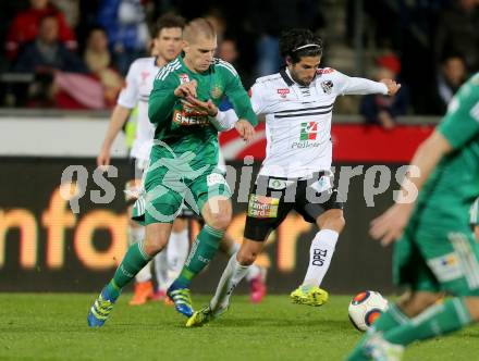 Fussball tipico Bundesliga. RZ Pellets WAC gegen SK Rapid Wien. Ynclan Pajares Jacobo Maria,  (WAC), Srdan Grahovac (Wien). Lavanttal Arena Wolfsberg, am 9.4.2016.
Foto: Kuess
---
pressefotos, pressefotografie, kuess, qs, qspictures, sport, bild, bilder, bilddatenbank