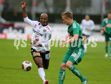 Fussball tipico Bundesliga. RZ Pellets WAC gegen SK Rapid Wien. De Oliveira Silvio Carlos,  (WAC), Christopher Dibon (Wien). Lavanttal Arena Wolfsberg, am 9.4.2016.
Foto: Kuess
---
pressefotos, pressefotografie, kuess, qs, qspictures, sport, bild, bilder, bilddatenbank