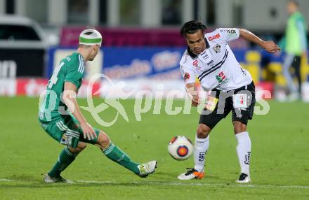 Fussball tipico Bundesliga. RZ Pellets WAC gegen SK Rapid Wien. Stephan Palla,  (WAC), Stephan Auer (Wien). Lavanttal Arena Wolfsberg, am 9.4.2016.
Foto: Kuess
---
pressefotos, pressefotografie, kuess, qs, qspictures, sport, bild, bilder, bilddatenbank